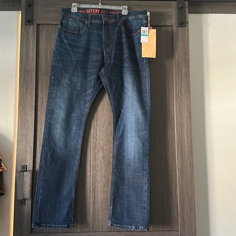 NWT men’s seven7 flex denim straight leg jeans size 36w and 34L